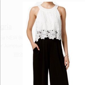 Sangria Womens Size 4 Lace Popover Halter Jumpsuit